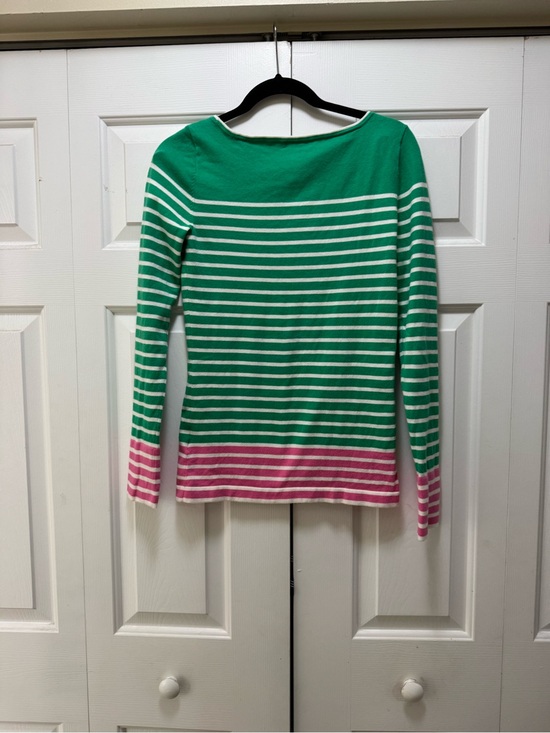 Lilly Pulitzer Sweaters - Lilly Pulitzer Green and White Striped Sweater with Pink Label